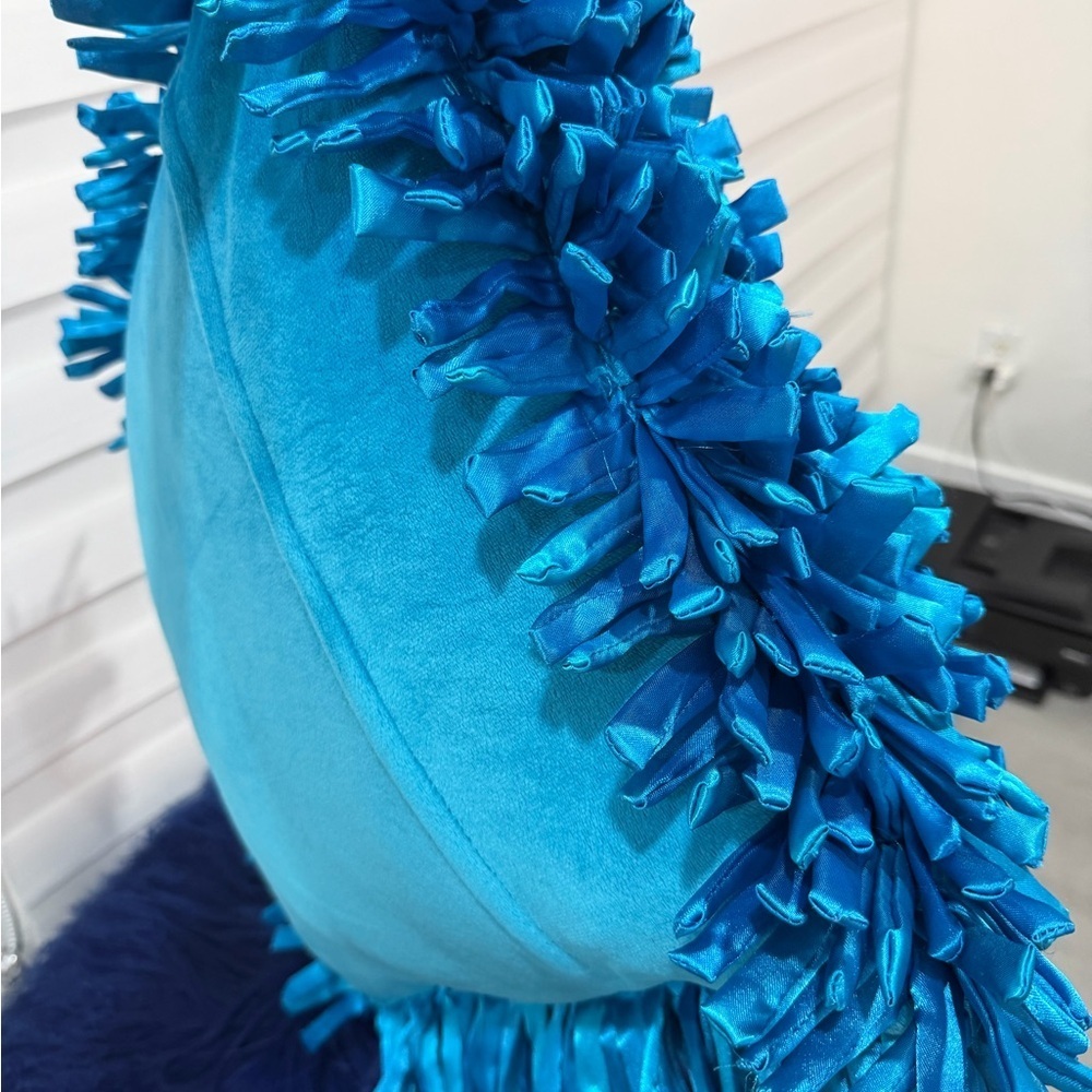 Vibrant Blue Shaggy Pillow - Picture 3 of 4